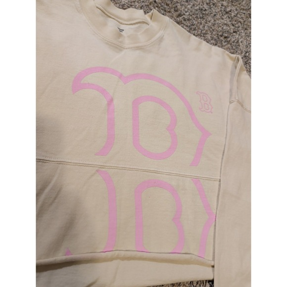 Fanatics Women's Cream Boston Red Sox Floral Preppy Cropped Long Sleeve T-Shirt - Picture 2 of 4